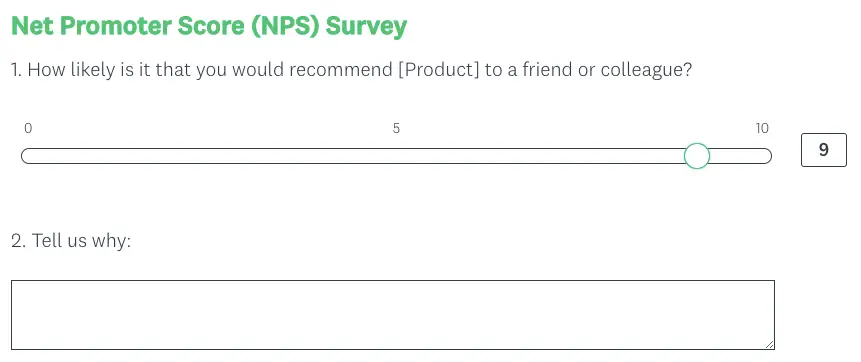 Example of a Net Promoter Score (NPS) survey